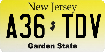 NJ license plate A36TDV