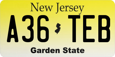 NJ license plate A36TEB