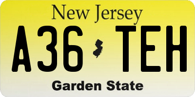 NJ license plate A36TEH