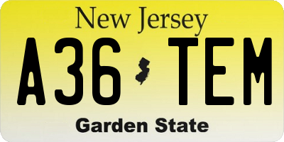 NJ license plate A36TEM