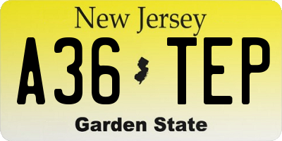NJ license plate A36TEP