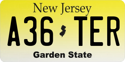 NJ license plate A36TER