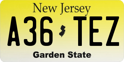 NJ license plate A36TEZ