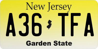 NJ license plate A36TFA