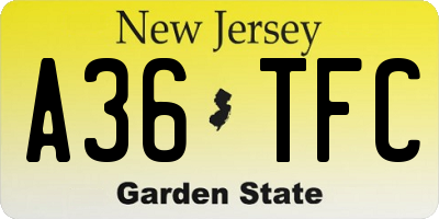 NJ license plate A36TFC