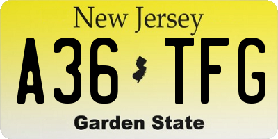NJ license plate A36TFG