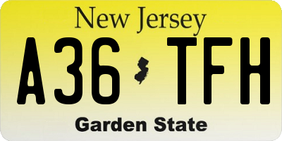 NJ license plate A36TFH