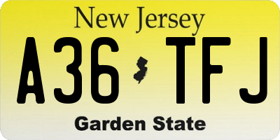 NJ license plate A36TFJ