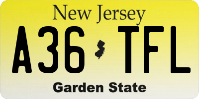 NJ license plate A36TFL