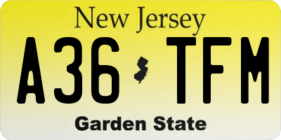 NJ license plate A36TFM