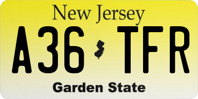 NJ license plate A36TFR