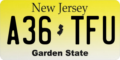 NJ license plate A36TFU