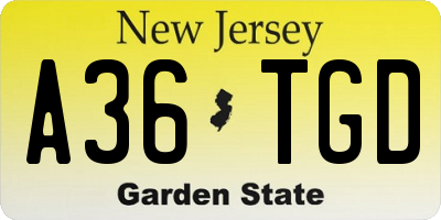 NJ license plate A36TGD