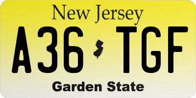 NJ license plate A36TGF