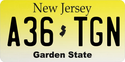 NJ license plate A36TGN