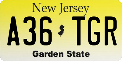 NJ license plate A36TGR