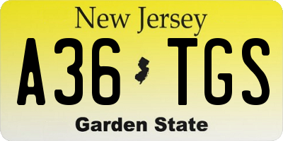 NJ license plate A36TGS
