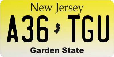 NJ license plate A36TGU