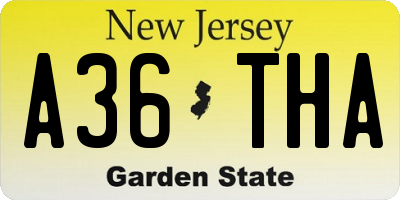NJ license plate A36THA