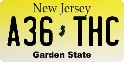NJ license plate A36THC