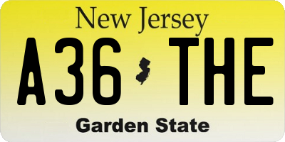 NJ license plate A36THE