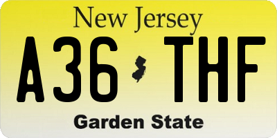 NJ license plate A36THF