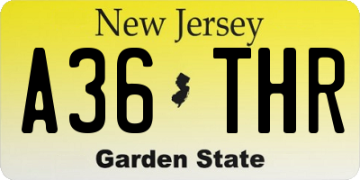 NJ license plate A36THR