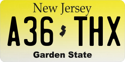 NJ license plate A36THX