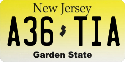 NJ license plate A36TIA