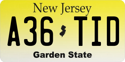 NJ license plate A36TID