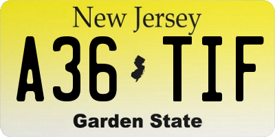 NJ license plate A36TIF