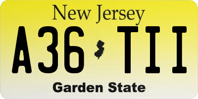 NJ license plate A36TII