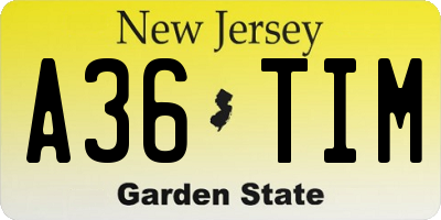 NJ license plate A36TIM