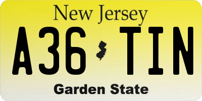 NJ license plate A36TIN
