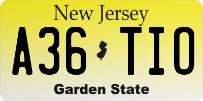 NJ license plate A36TIO