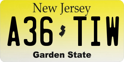 NJ license plate A36TIW