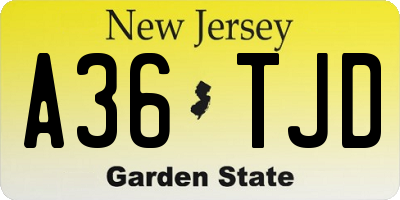 NJ license plate A36TJD