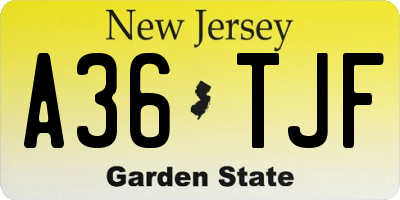 NJ license plate A36TJF