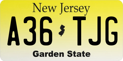 NJ license plate A36TJG