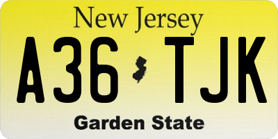NJ license plate A36TJK
