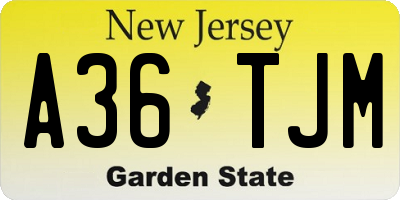 NJ license plate A36TJM