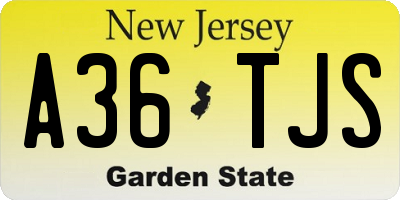 NJ license plate A36TJS