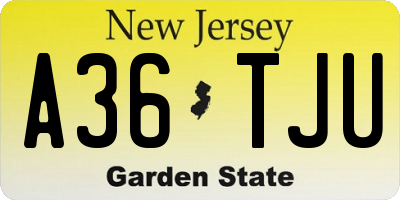 NJ license plate A36TJU