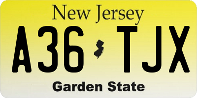 NJ license plate A36TJX