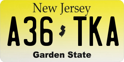 NJ license plate A36TKA
