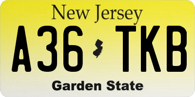 NJ license plate A36TKB