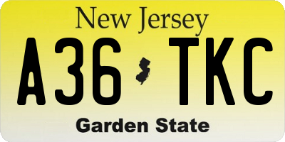 NJ license plate A36TKC