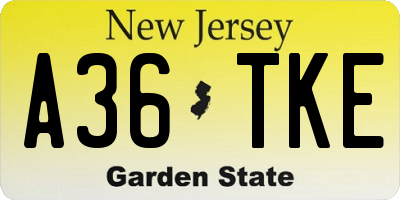 NJ license plate A36TKE