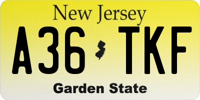 NJ license plate A36TKF