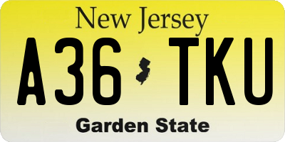 NJ license plate A36TKU